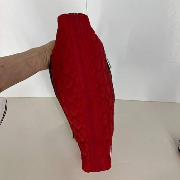 LUG Canter Collection Red Quilted Brown Accent Shoulder Bag Purse - Picture 5 of 11